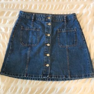 H&M Button-up Denim Mini Skirt with Pockets